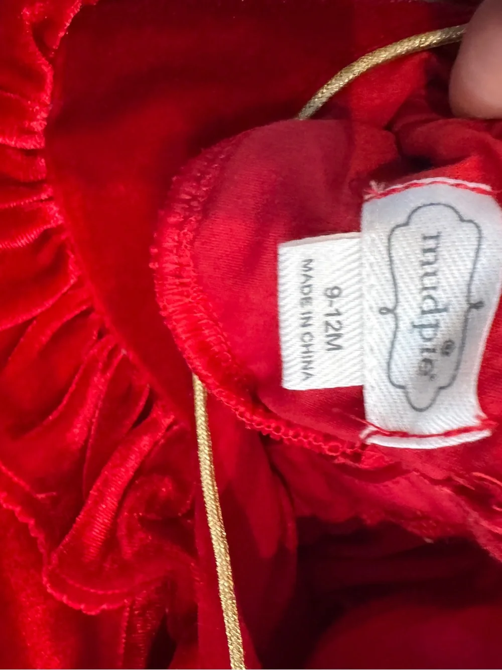 NWOT Mudpie baby girls red Xmas new year outfit sz 9-12M
